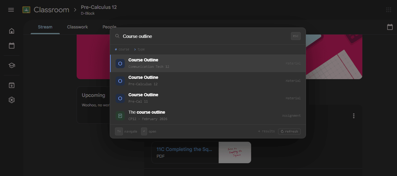 Google Classroom Search